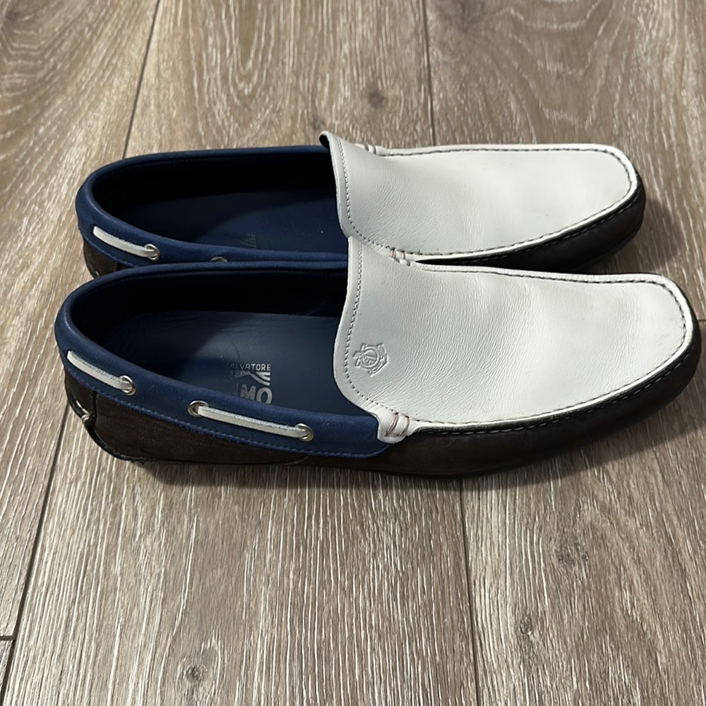 Loafers - super cool white brown and blue!
